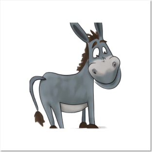 Cute Donkey Drawing Posters and Art